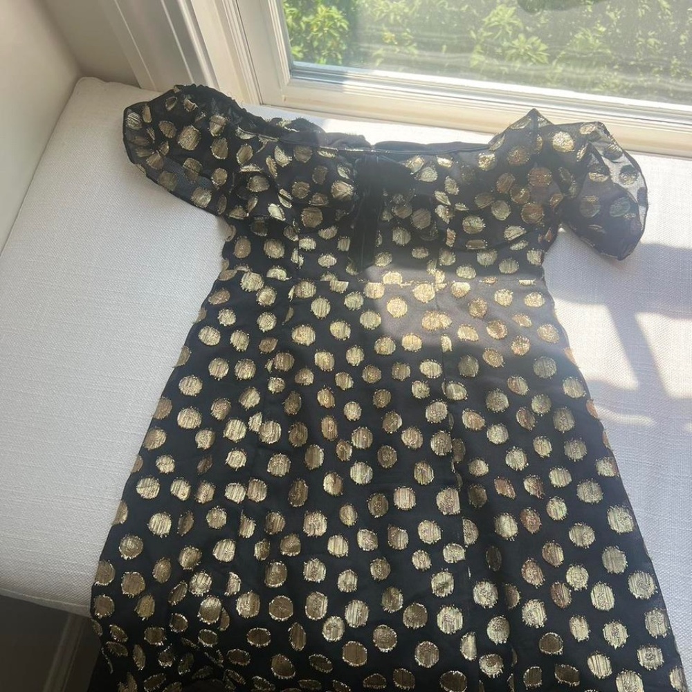 For Love and Lemons Gold Polka Dot Mini Dress